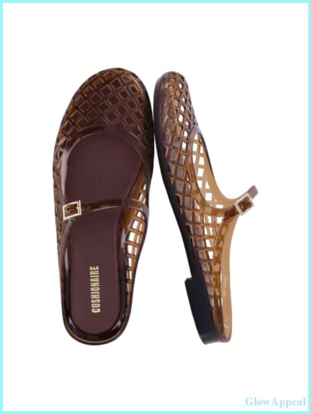 Cushionaire Java Casual Womens Jelly Flats Adjustable Strap Closed Toe Mary